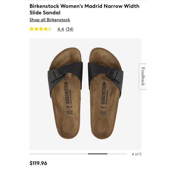 BIRKENSTOCK MADRID LEATHER SLIDE SANDALS WOMEN SIZE EU35/US 5.5-6 - Picture 2 of 16